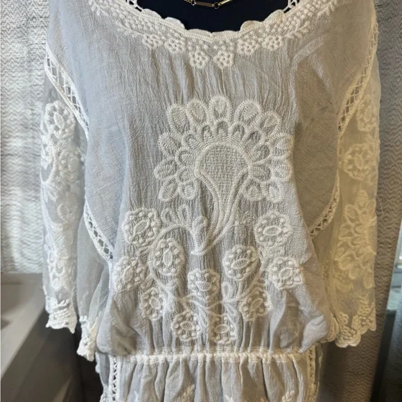 NWOT Amber Shea Elegant White Lace Women's Top Perfection!! great - Picture 6 of 7